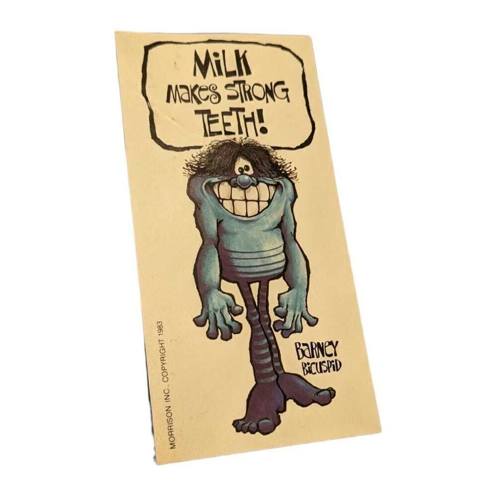 Morrison Inc Milk Company Barney Bicuspid‎ Sticker Vintage 1983 Strong Teeth